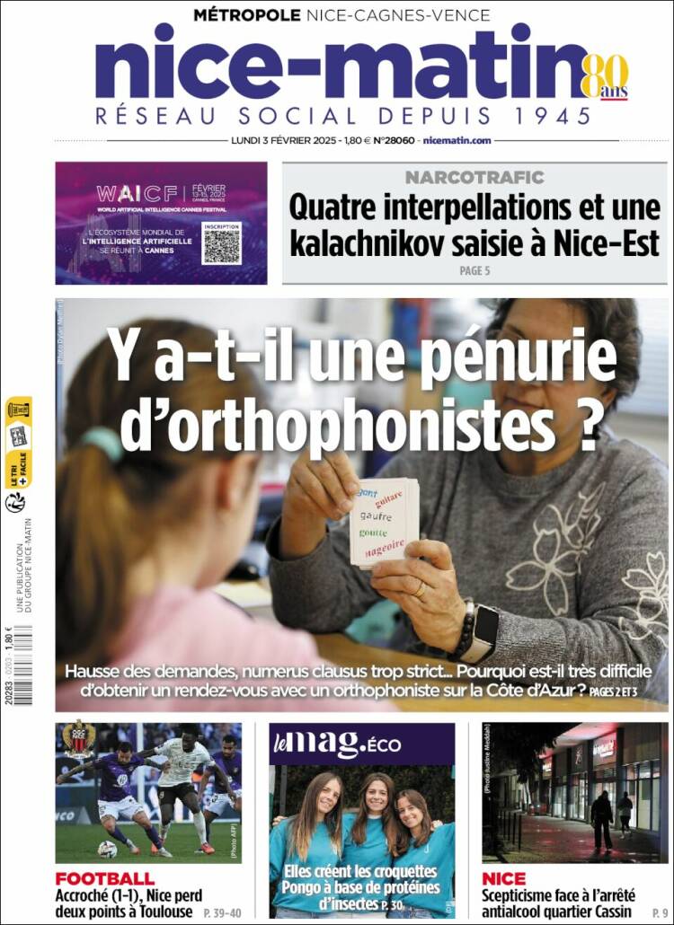 Portada de Nice-Matin (Francia)