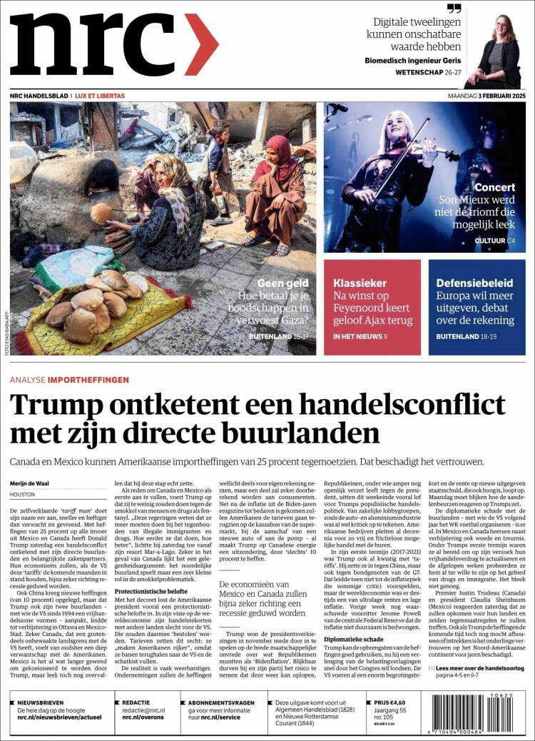Portada de NRC Handelsblad (Pa&iacute;ses Bajos)