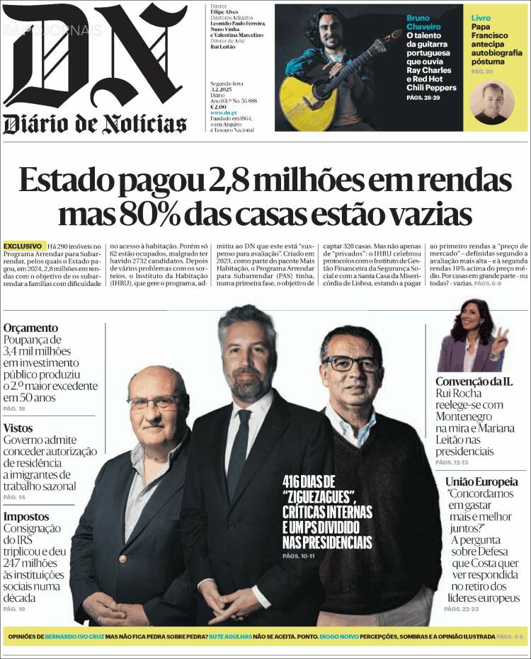 Portada de Diário de Noticias (Portugal)