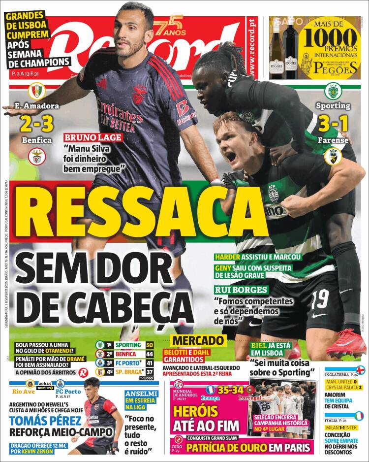 Portada de Jornal de Negócios (Portugal)