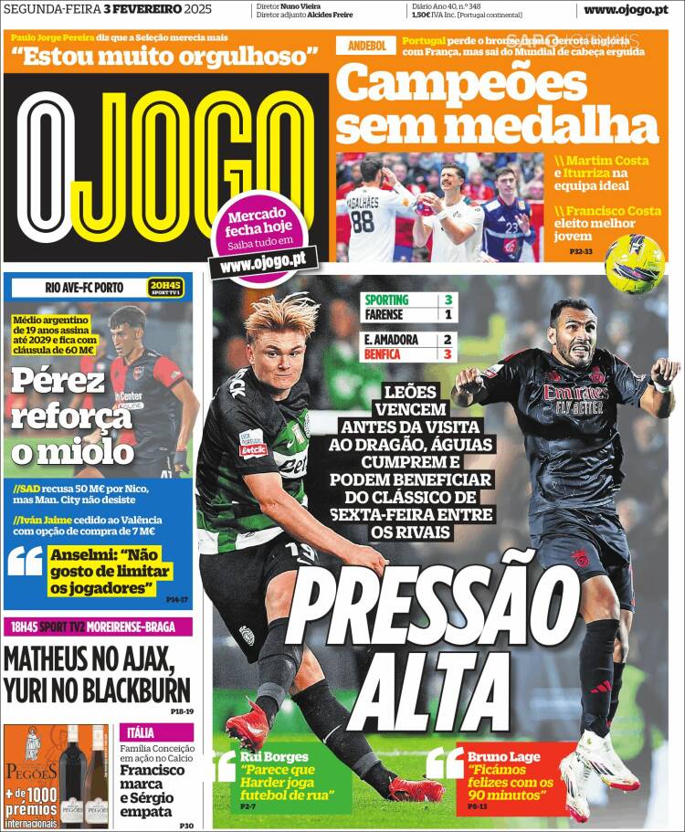 Portada de O Jogo (Portugal)