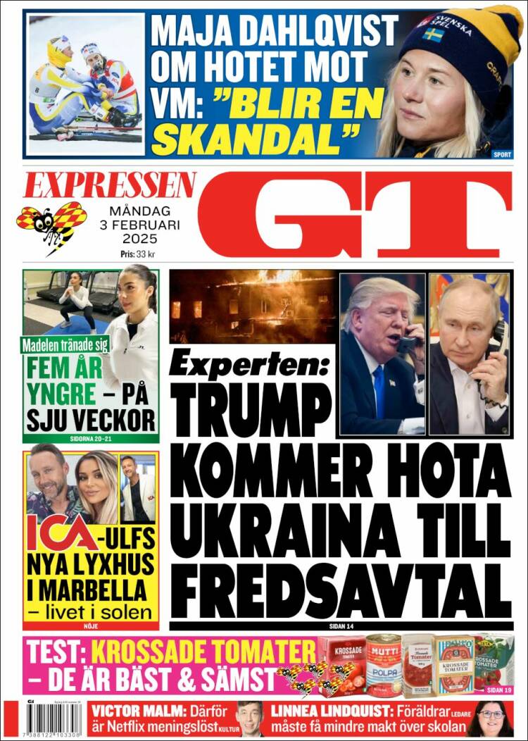 Portada de Göteborgstidningen (Suecia)