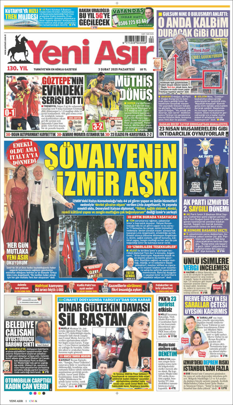 Portada de Yeni Asır (Turqu&iacute;a)