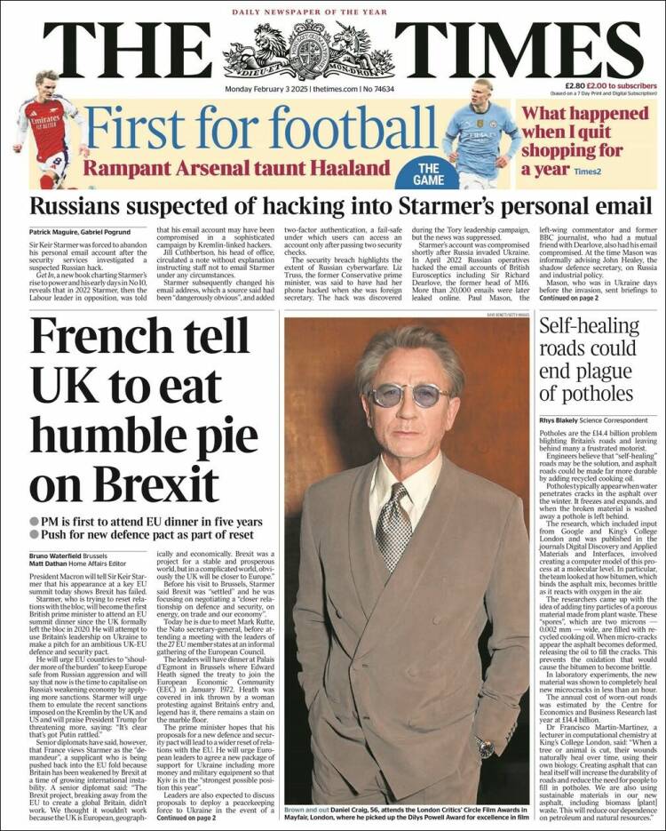 Portada de The Times (Reino Unido)