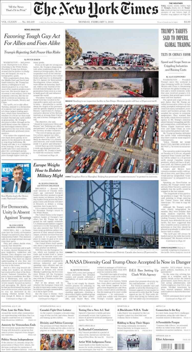 Portada de New York Times (USA)