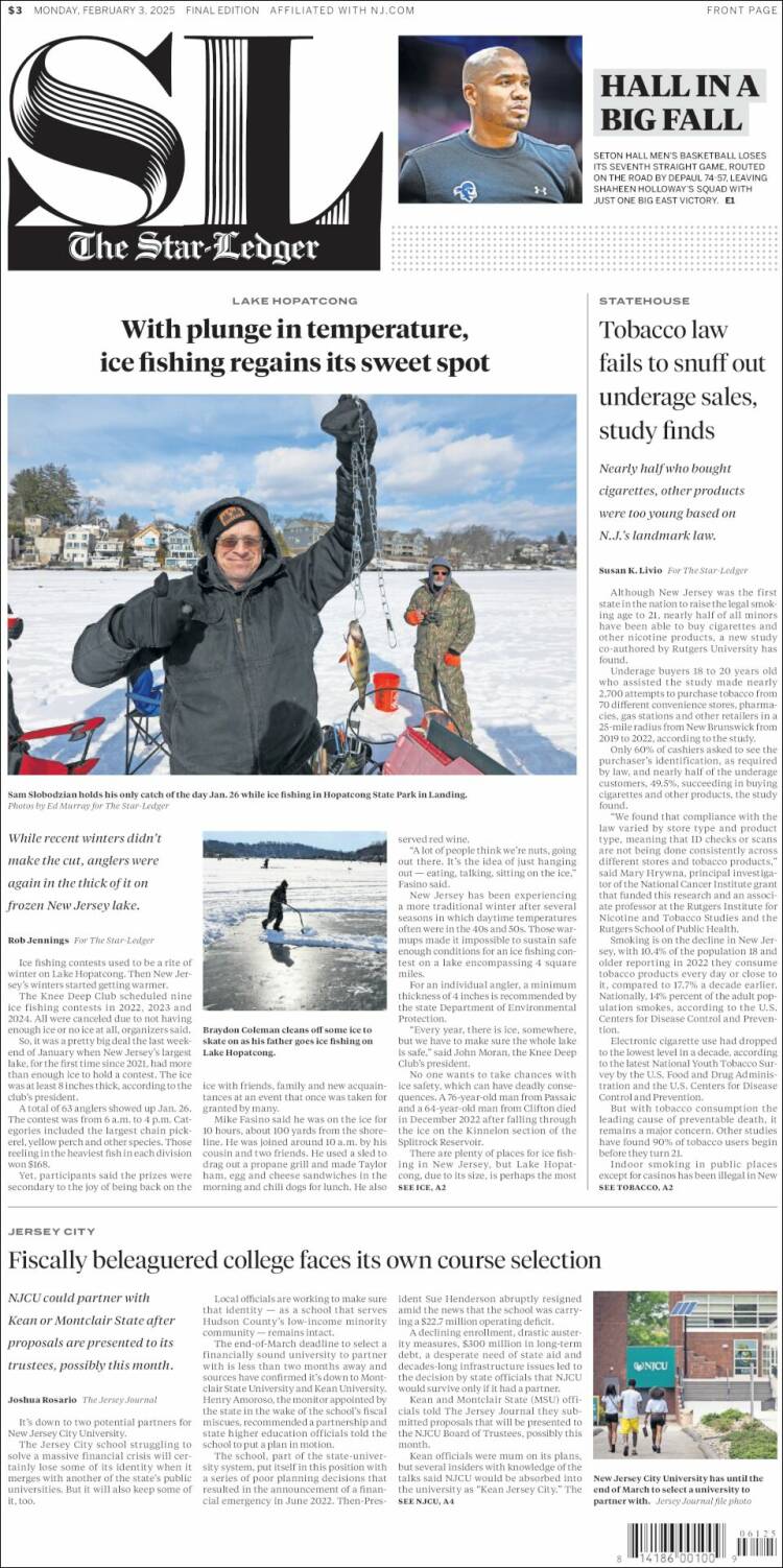 Portada de Star-Ledger (USA)