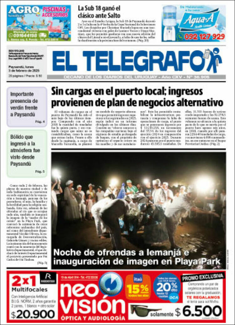 Portada de El Telégrafo (Uruguay)