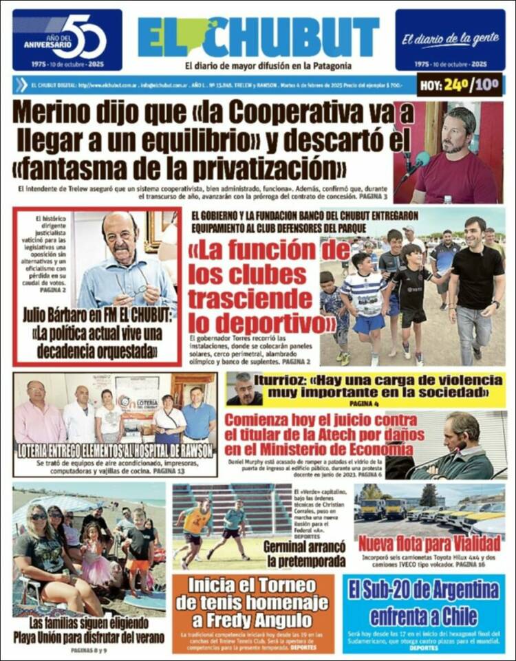 Portada de El Chubut (Argentina)