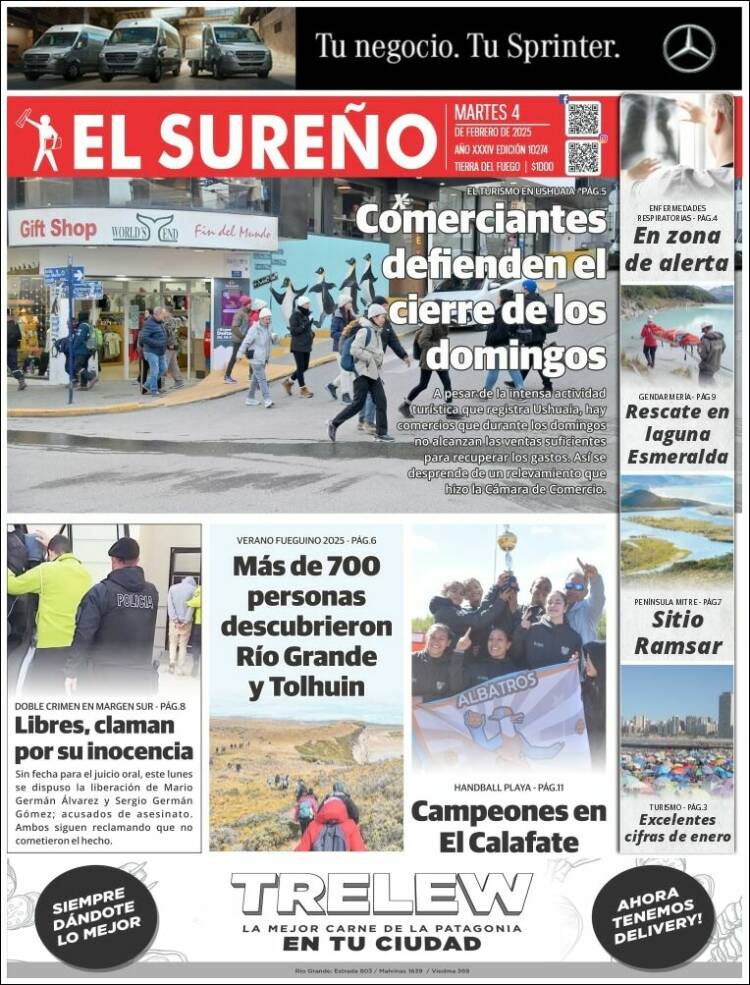 Portada de Diario El Sureño (Argentina)