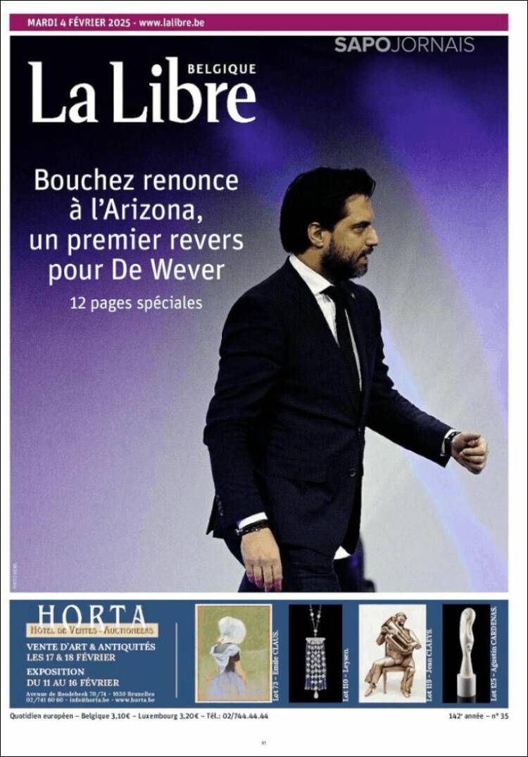Portada de La Libre.be (B&eacute;lgica)