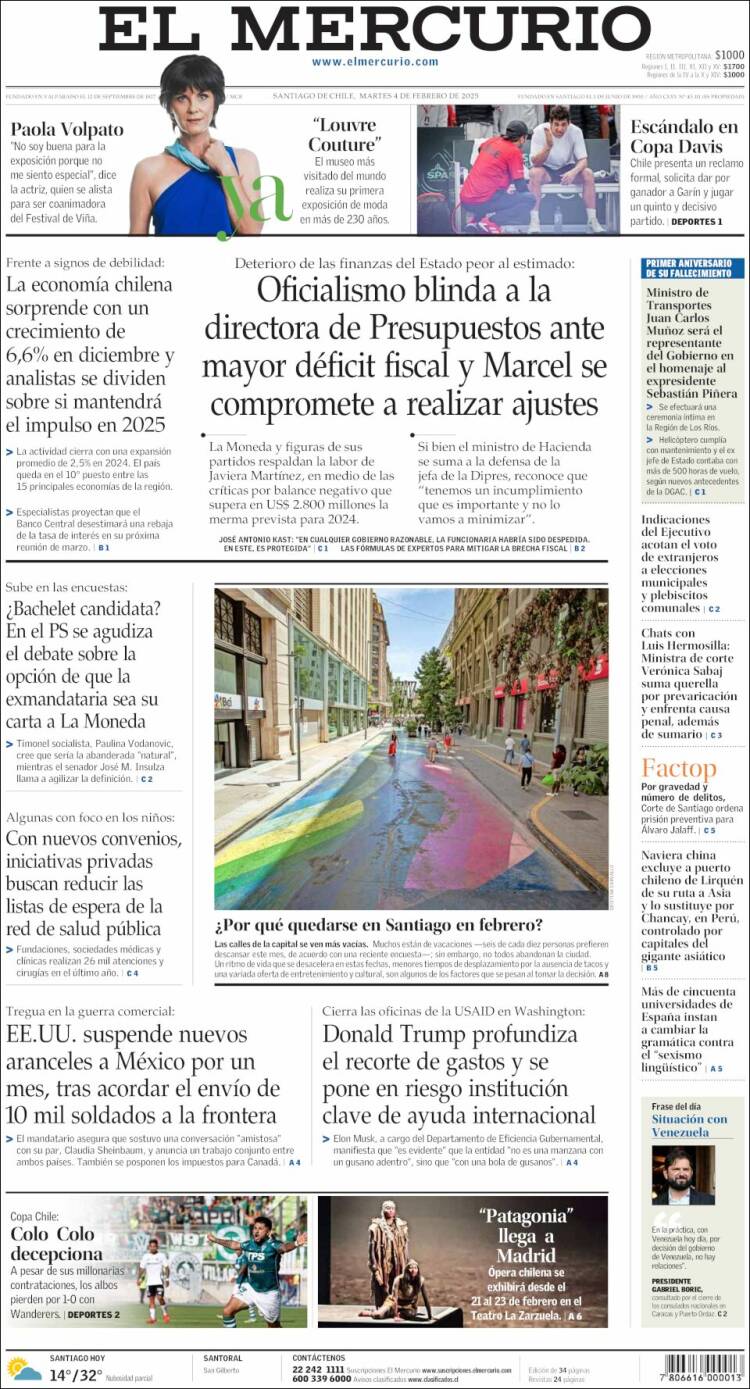 Portada de El Mercurio (Chile)
