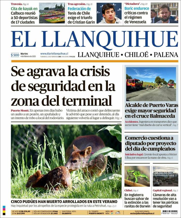 Portada de El Llanquihue (Chile)