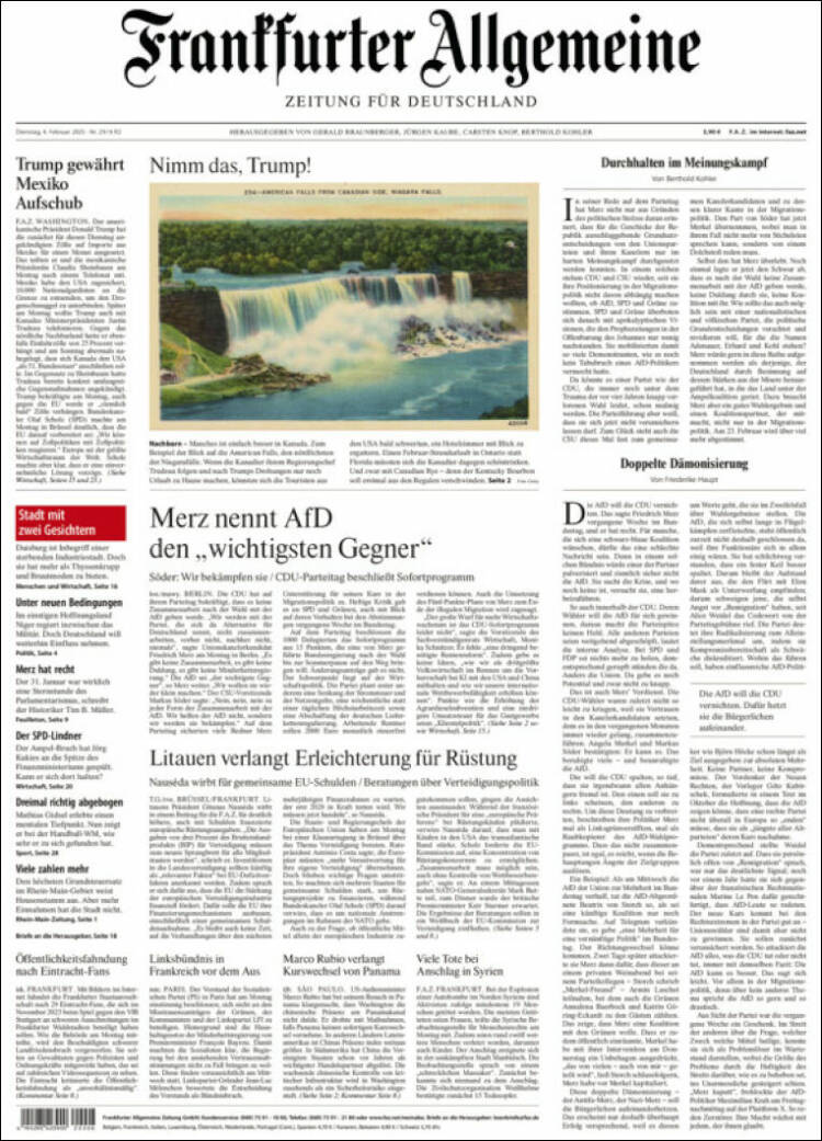 Portada de Frankfurter Allgemeine (Alemania)
