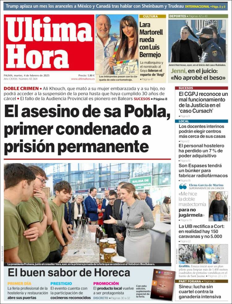 Portada de Última Hora (España)