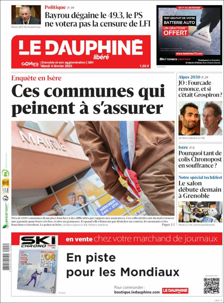Portada de Le Dauphiné Libéré (Francia)