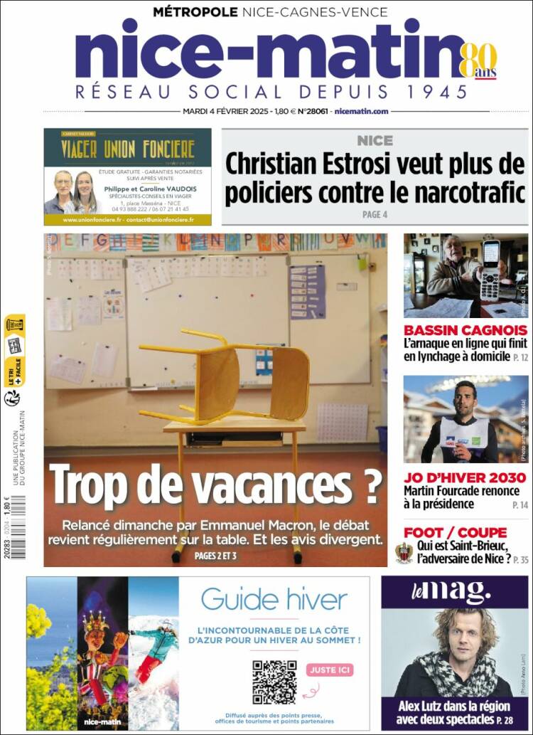 Portada de Nice-Matin (Francia)