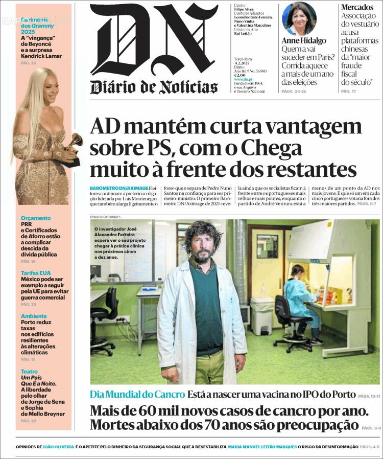 Portada de Diário de Noticias (Portugal)
