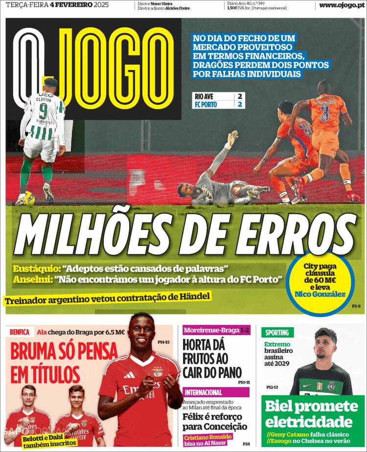 Portada de O Jogo (Portugal)
