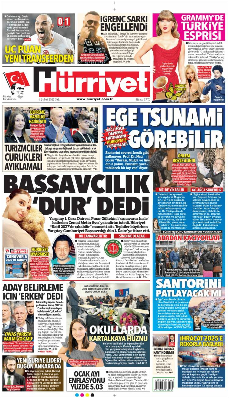 Portada de Hürriyet (Turqu&iacute;a)