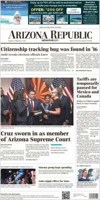 Portada de Arizona Republic News (USA)