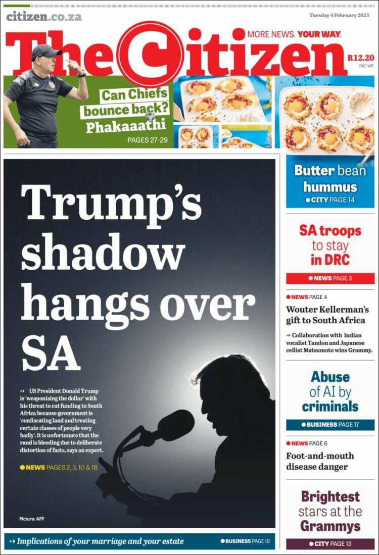 Portada de The Citizen (Sud&aacute;frica)