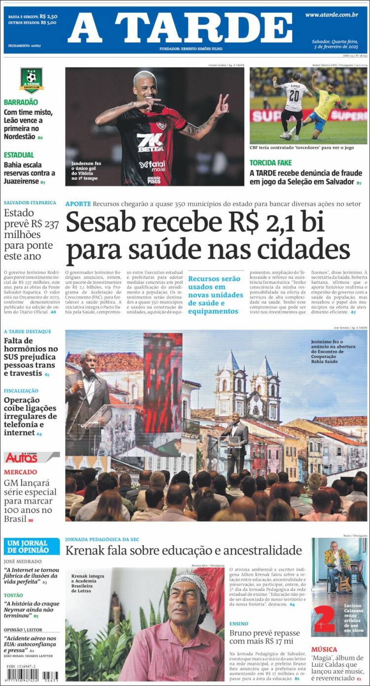 Portada de Diário A Tarde (Brasil)