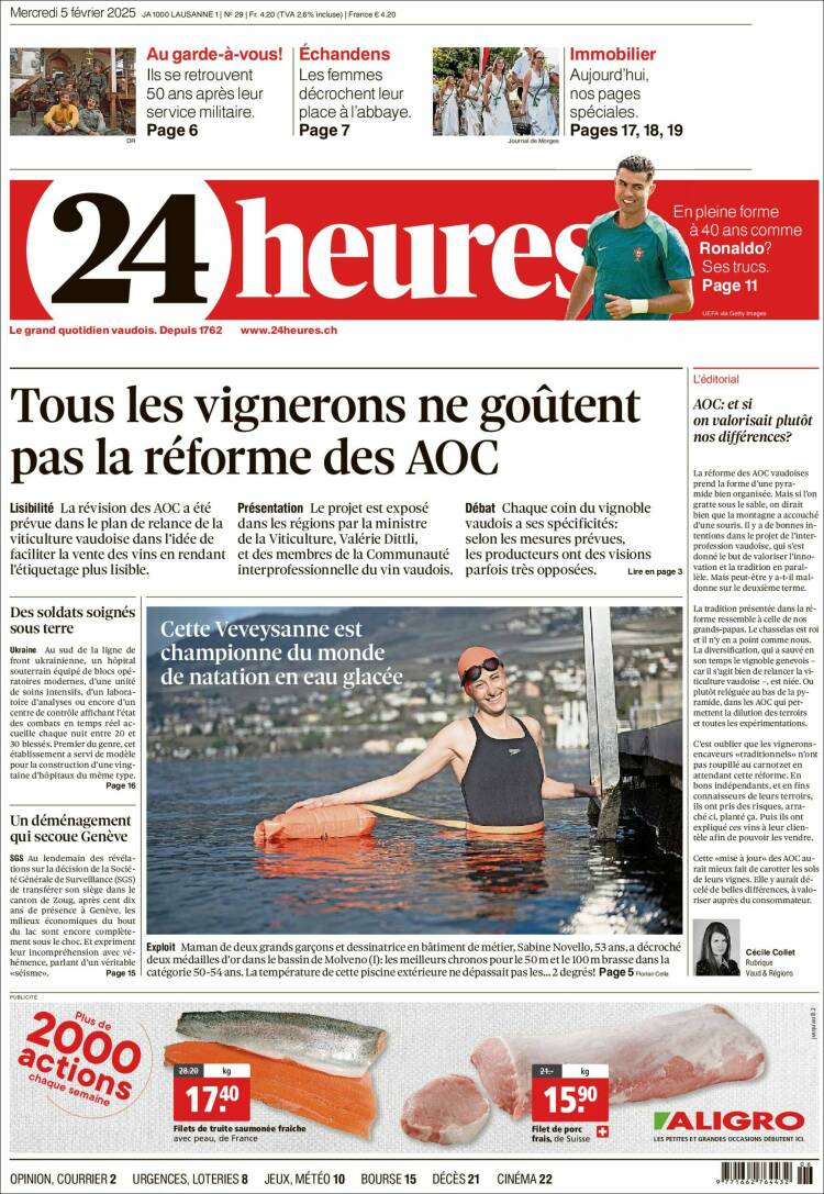 Portada de 24 Heures (Switzerland)