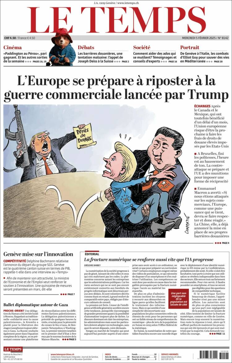 Portada de Le Matin (Switzerland)