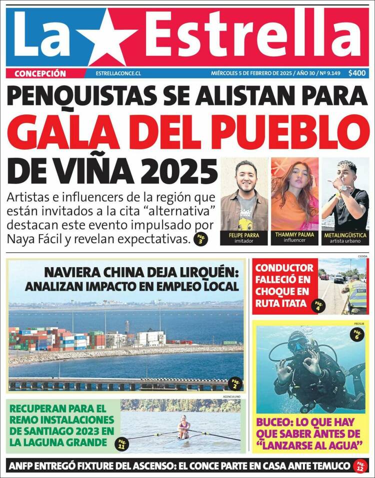Portada de La Estrella de Concepción (Chile)