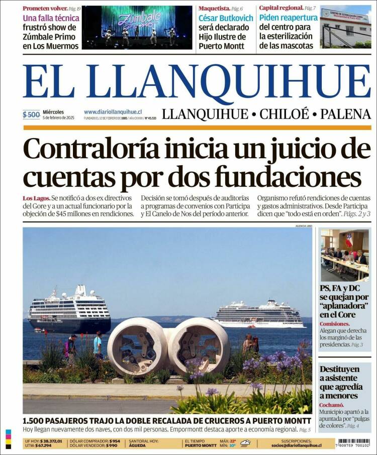 Portada de El Llanquihue (Chile)