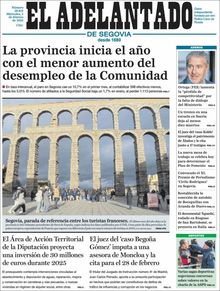 Portada de El Adelantado de Segovia (España)
