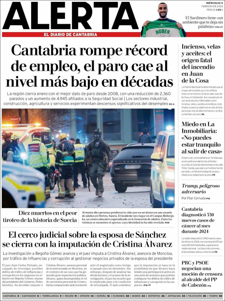 Portada de Alerta - El Diario de Cantabria (España)