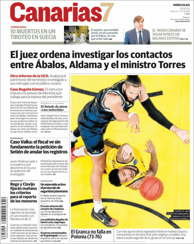 Portada de Canarias 7 (España)