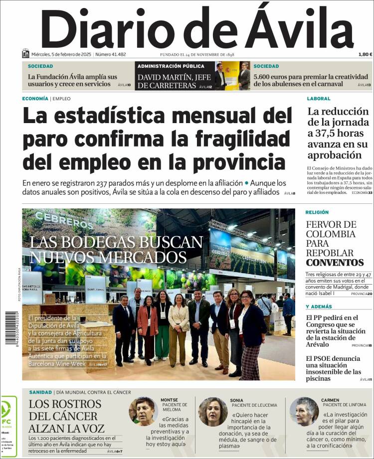 Portada de Diario de Ávila (España)