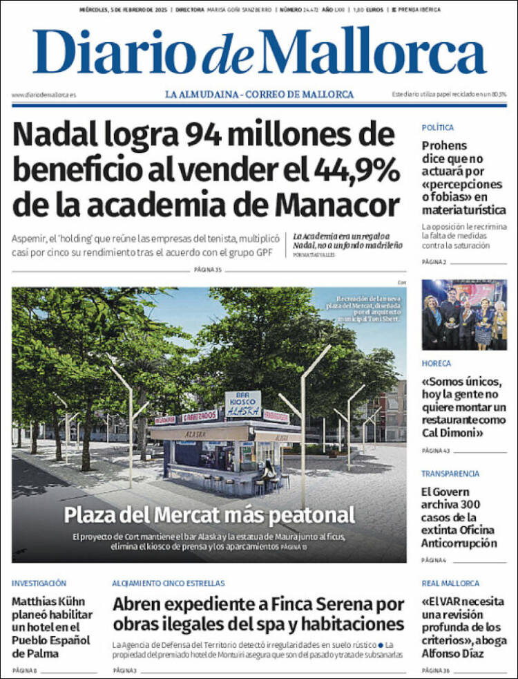 Portada de Diario de Mallorca (España)