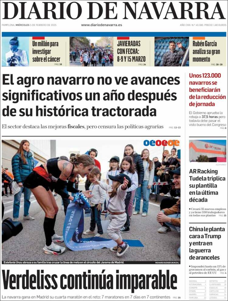 Portada de Diario de Navarra (España)