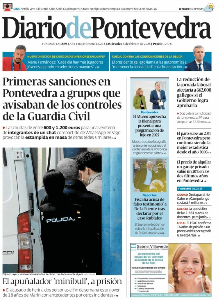 Portada de Diario de Pontevedra (Spain)