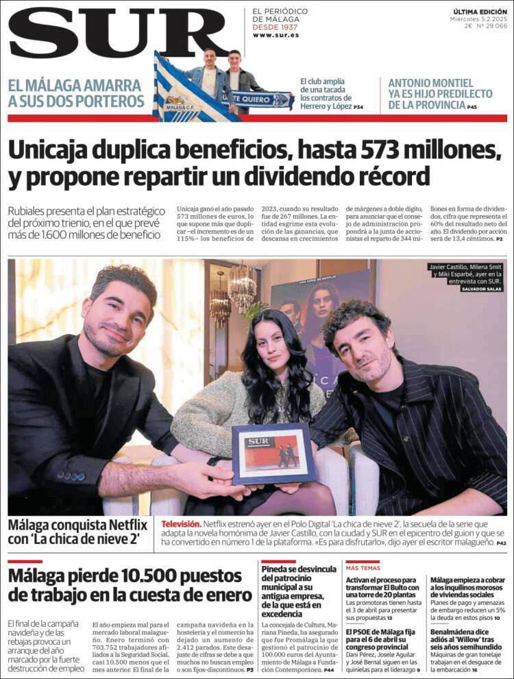 Portada de Diario el Sur (España)