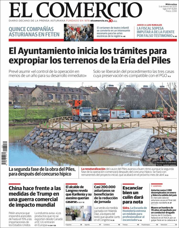 Portada de El Comercio - Gijón (España)