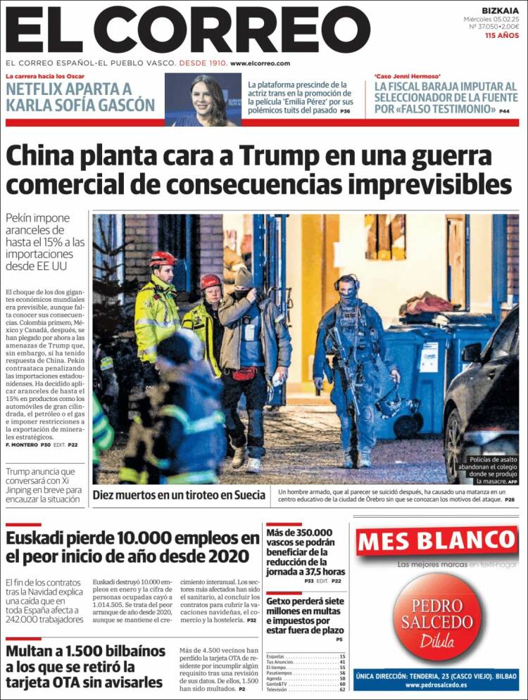 Portada de El Correo (España)