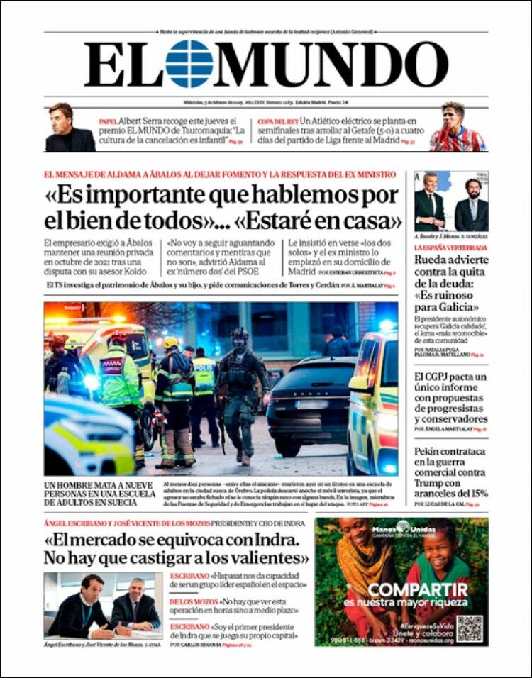 Portada de El Mundo (España)