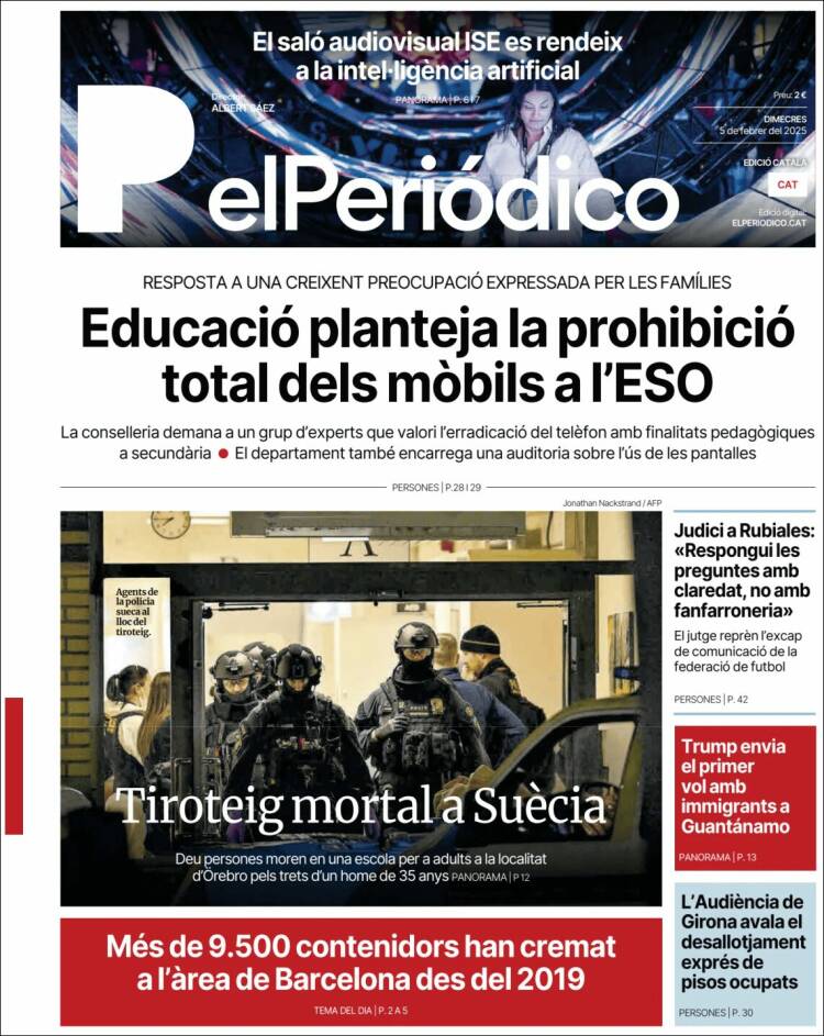 Portada de El Periódico de Catalunya (España)