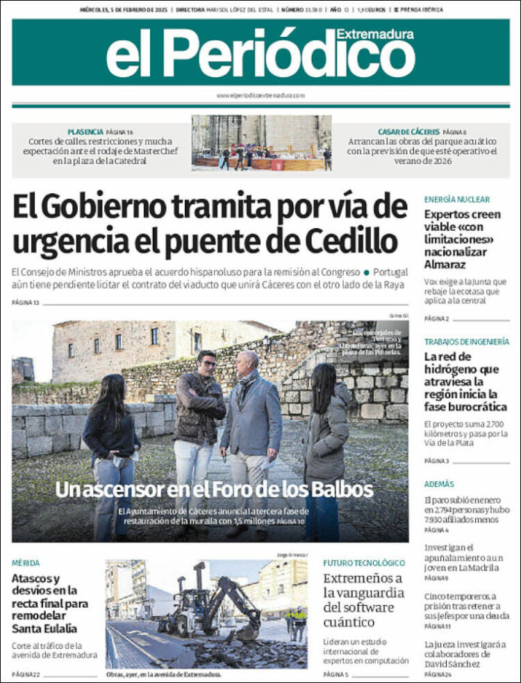 Portada de El Periódico de Extremadura (España)