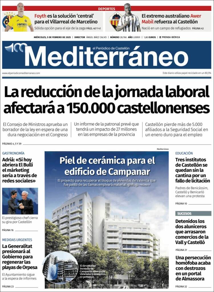 Portada de El Periódico Mediterraneo (España)