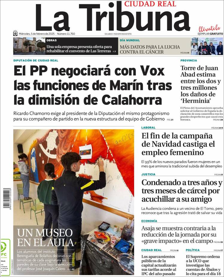 Portada de La Tribuna de Ciudad Real (España)