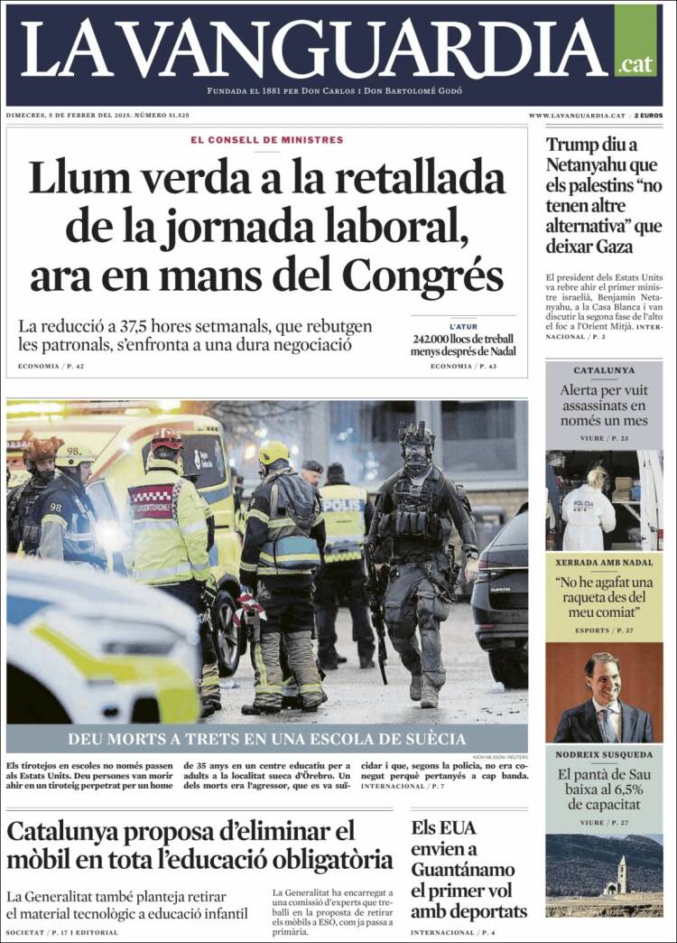 Portada de La Vanguardia (España)