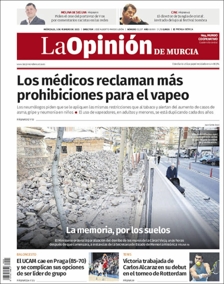 Portada de La Opinión de Murcia (España)