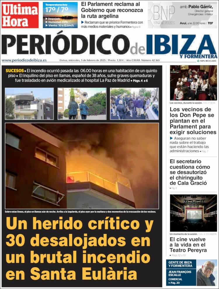 Portada de Periódico de Ibiza (España)