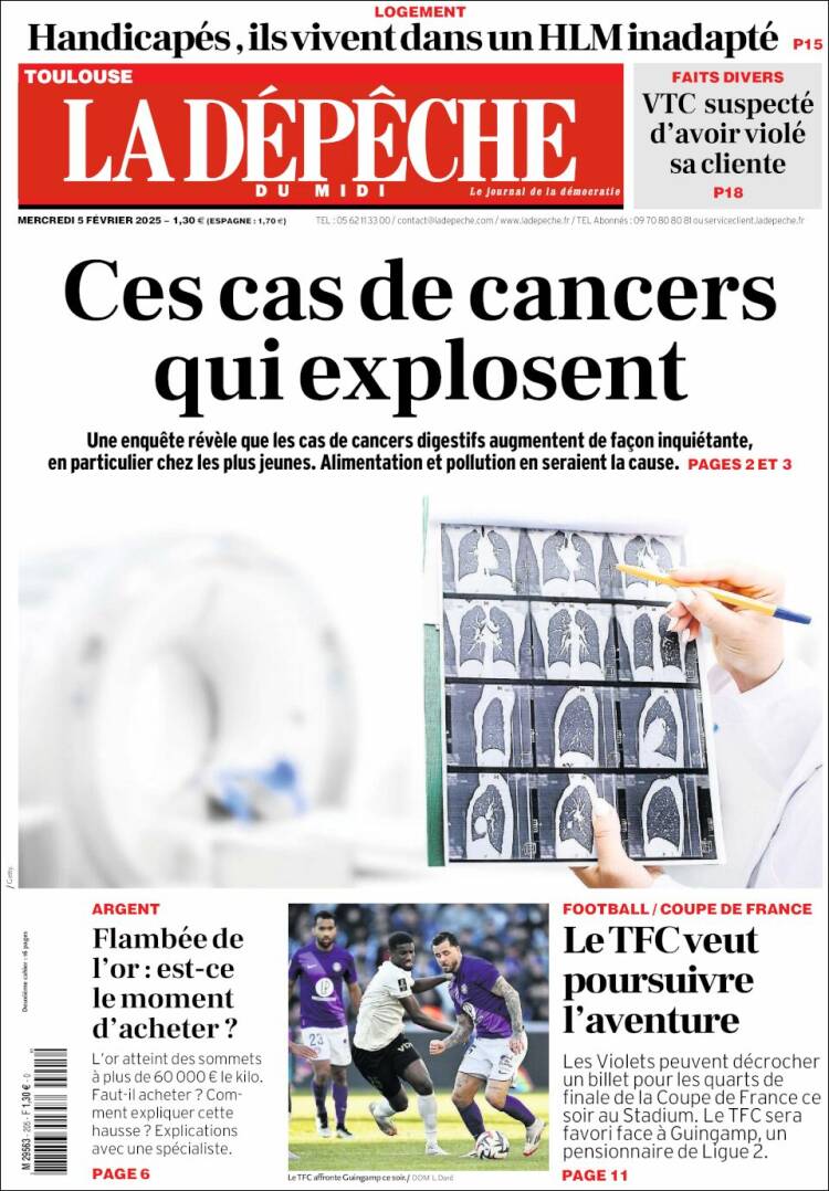 Portada de La Dépêche du Midi (Francia)