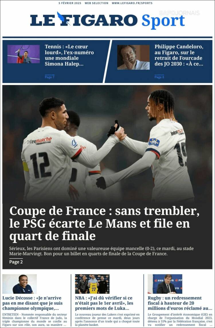 Portada de Le Figaro Sport (Francia)
